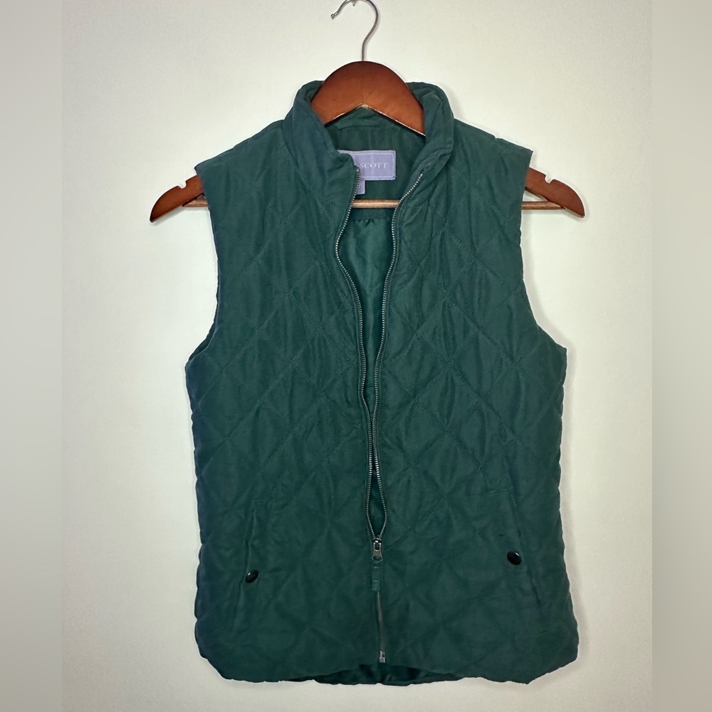 Laura Scott Quilted Green Vest sz S